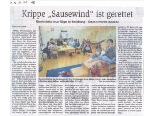 Krippe Sausewind ist gerettet
